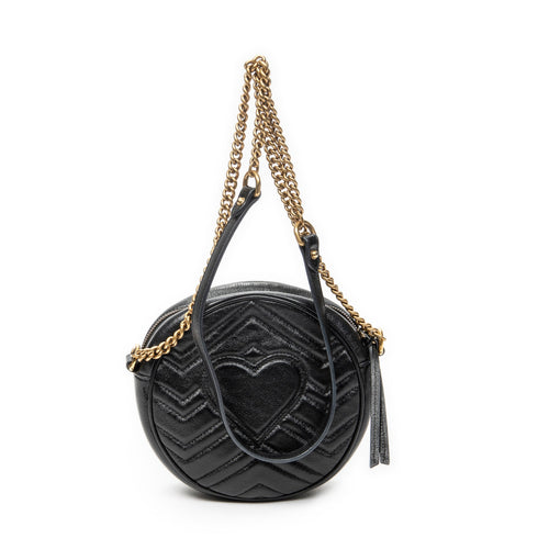 GG Marmont Round Shoulder Bag Matelasse Leather Mini