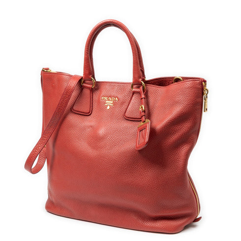 Side Zip Convertible Tote Vitello Daino Large