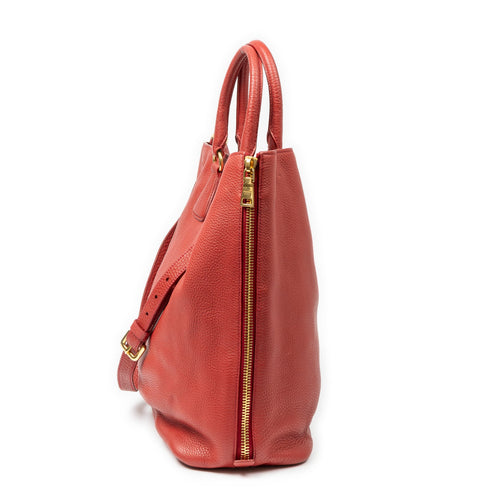 Side Zip Convertible Tote Vitello Daino Large