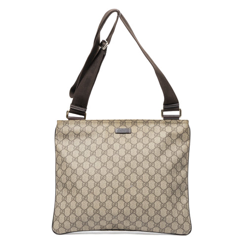 Zip Top Messenger Bag GG Coated Canvas Large