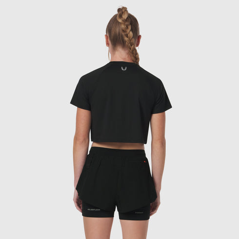 W018. AeroSilver® Cropped Tee - Black