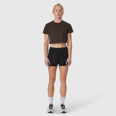 W018. AeroSilver® Cropped Tee - Dark Earth