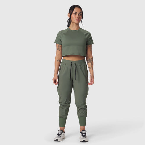 W018. AeroSilver® Cropped Tee - Sage