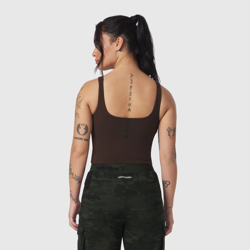 W022. LYCRA® 2-in-1 Tank Top - Dark Earth