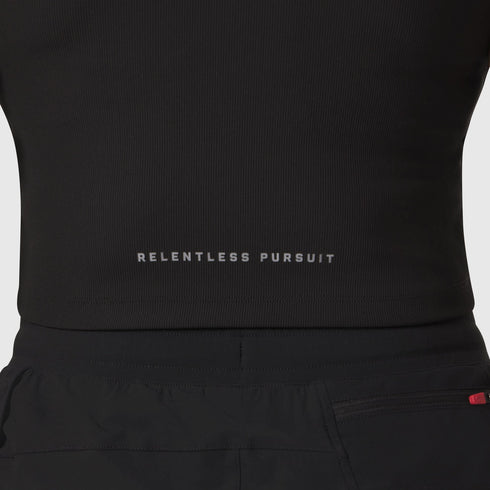 W023. LYCRA® Ribbed Mockneck Tank - Black