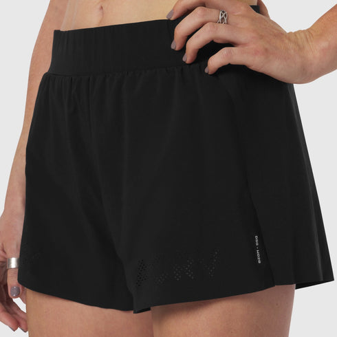 W026. Aerotex™ Side Split Run Short - Black