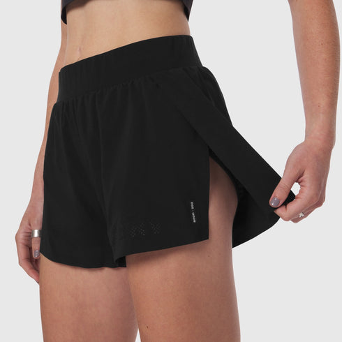 W026. Aerotex™ Side Split Run Short - Black