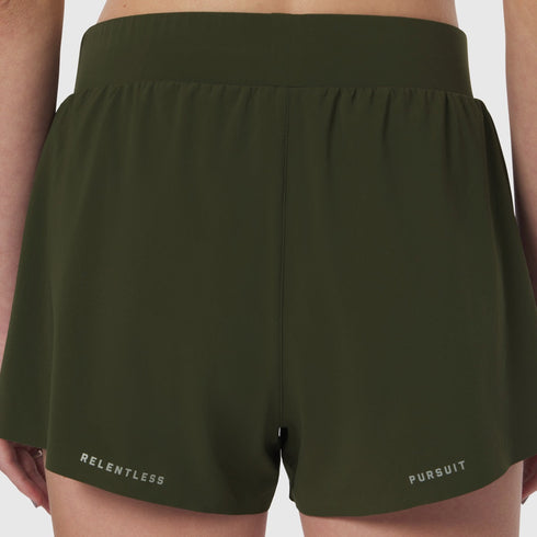 W026. Aerotex™ Side Split Run Short - Olive