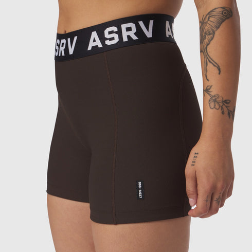 W027. LYCRA® Ribbed Short - Dark Earth
