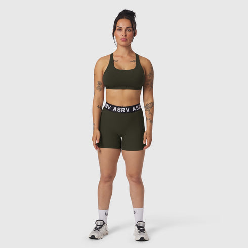 W027. LYCRA® Ribbed Short - Dark Earth