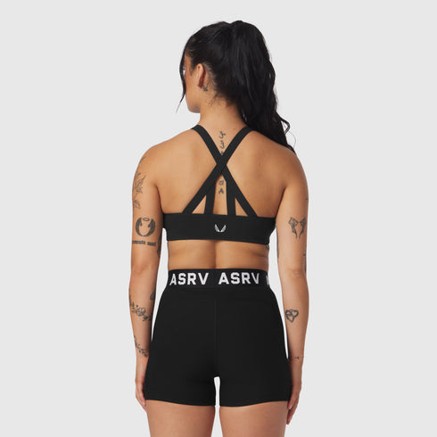 W039. LYCRA® Hybrid Sports Bra - Black