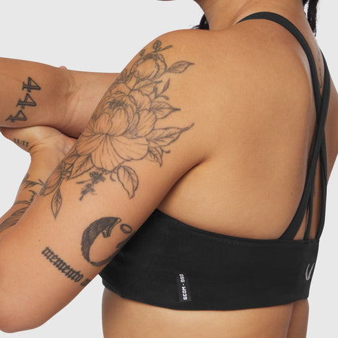 W039. LYCRA® Hybrid Sports Bra - Black