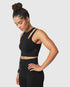 W110. Seamless Split-Strap Sports Bra - Black
