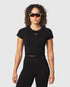 W111. Seamless Cropped Training Tee - Black