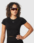 W111. Seamless Cropped Training Tee - Black