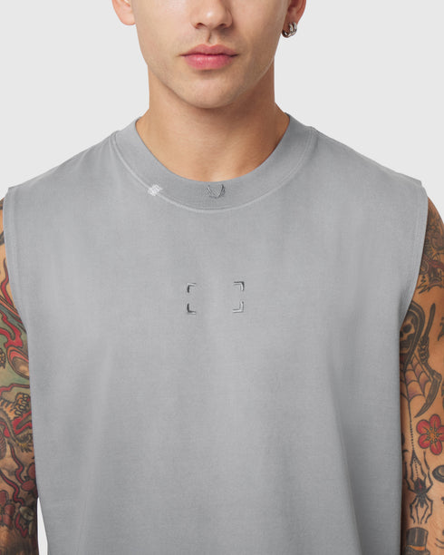 0807. Tech Essential™ Relaxed Cutoff - Slate Grey Sun Fade