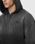 0843. Tech Essential™ Distressed Full Zip Hoodie - Black Sun Fade