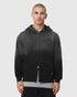 0843. Tech Essential™ Distressed Full Zip Hoodie - Black Sun Fade