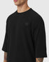 1203. Tech-Waffle™ 3/4-Sleeve Oversized Tee - Black