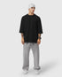 1203. Tech-Waffle™ 3/4-Sleeve Oversized Tee - Black