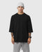 1203. Tech-Waffle™ 3/4-Sleeve Oversized Tee - Black
