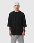 1203. Tech-Waffle™ 3/4-Sleeve Oversized Tee - Black