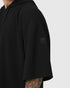 1204. Tech-Waffle™ Short Sleeve Oversized Hoodie - Black
