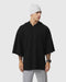 1204. Tech-Waffle™ Short Sleeve Oversized Hoodie - Black