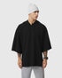 1204. Tech-Waffle™ Short Sleeve Oversized Hoodie - Black