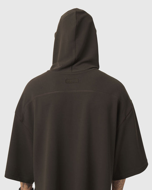 1204. Tech-Waffle™ Short Sleeve Oversized Hoodie - Dark Earth