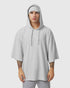 1204. Tech-Waffle™ Short Sleeve Oversized Hoodie - Heather Grey