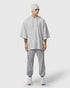 1204. Tech-Waffle™ Short Sleeve Oversized Hoodie - Heather Grey