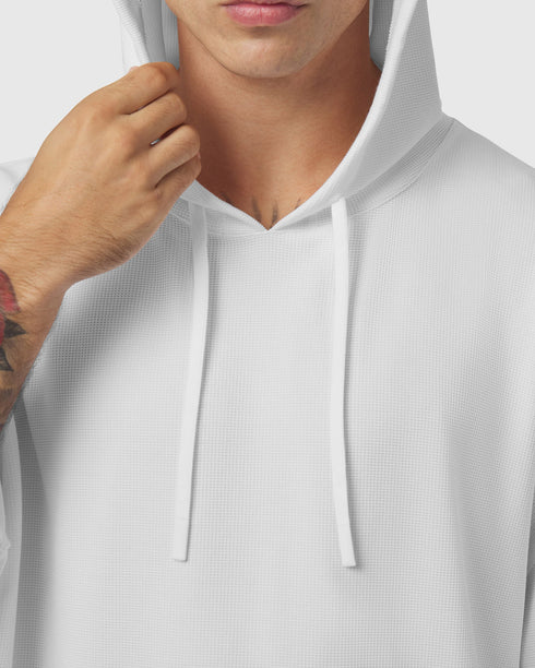 1204. Tech-Waffle™ Short Sleeve Oversized Hoodie - White