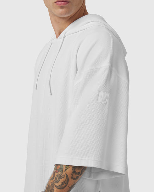 1204. Tech-Waffle™ Short Sleeve Oversized Hoodie - White