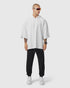 1204. Tech-Waffle™ Short Sleeve Oversized Hoodie - White