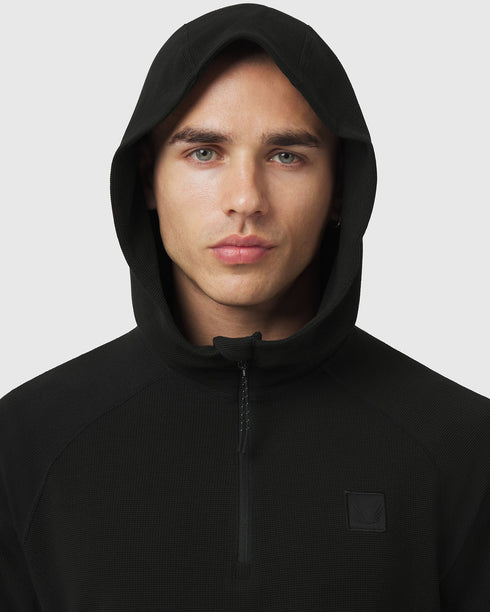 1205. Tech-Waffle™ Quarter Zip Hoodie - Black