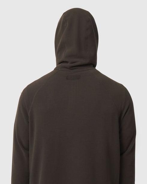 1205. Tech-Waffle™ Quarter Zip Hoodie - Dark Earth