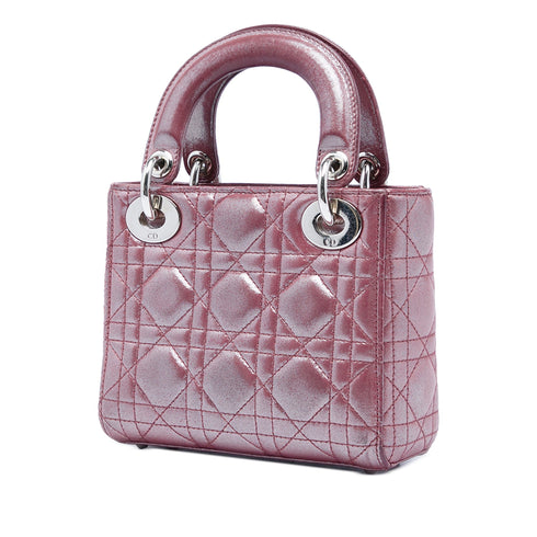 Lady Dior Chain Bag Cannage Quilt Iridescent Leather Mini