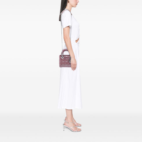 Lady Dior Chain Bag Cannage Quilt Iridescent Leather Mini