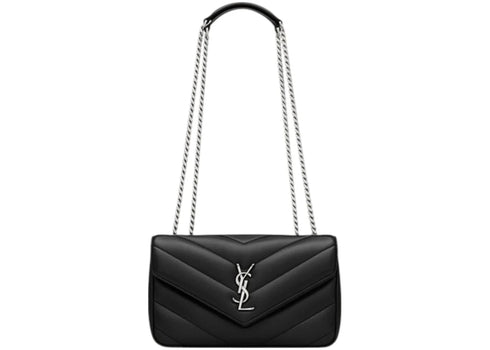 Saint Laurent Loulou Small In Pelle Di Agnello Trapuntata Silver-tone Black