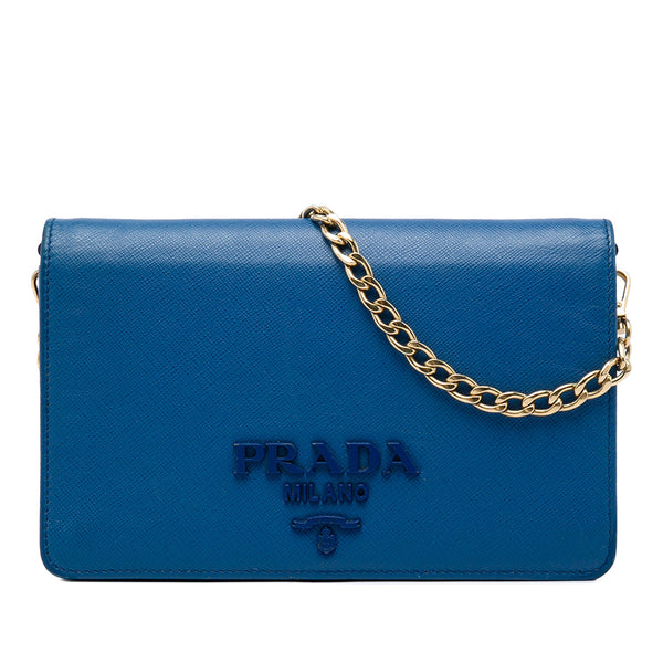 Monochrome Wallet on Chain Saffiano Leather Mini