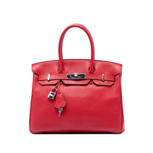 Birkin Handbag Red Togo with Palladium Hardware 30