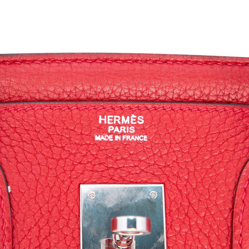 Birkin Handbag Red Togo with Palladium Hardware 30