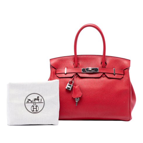 Birkin Handbag Red Togo with Palladium Hardware 30
