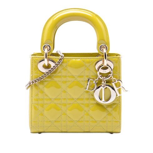 Lady Dior Chain Bag Cannage Quilt Patent Mini