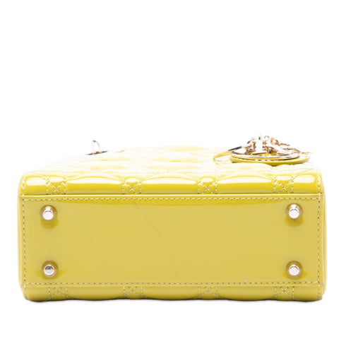 Lady Dior Chain Bag Cannage Quilt Patent Mini