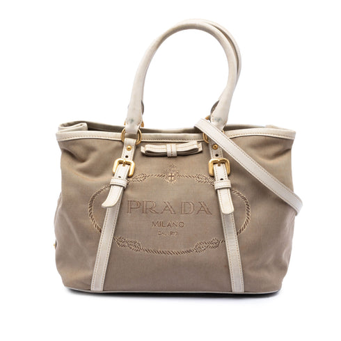 Logo Convertible Tote Canvas with Leather Medium