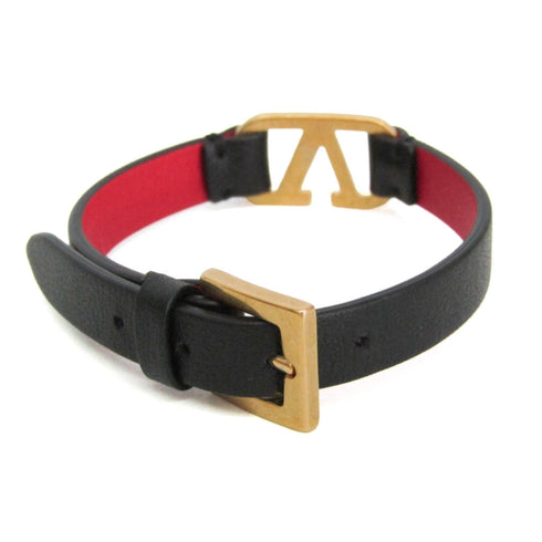 Bangle Leather and Metal Black Bracelet