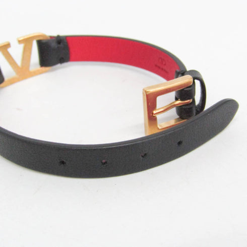 Bangle Leather and Metal Black Bracelet