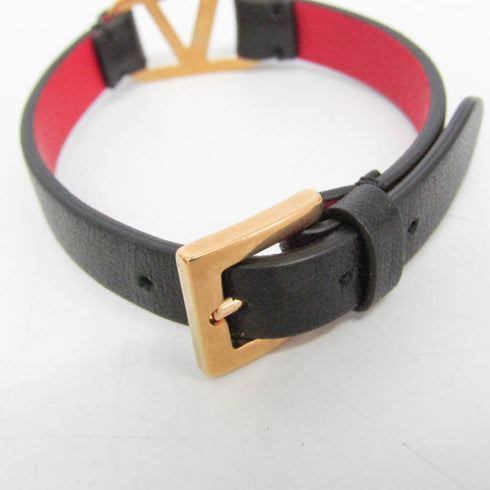 Bangle Leather and Metal Black Bracelet